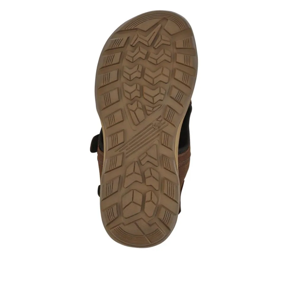 Leather Touch-Fastening Sandals - Brown