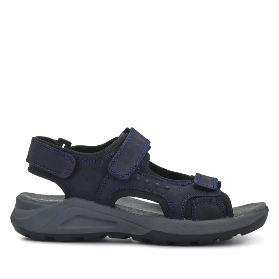 Leather Touch-Fastening Sandals - Navy