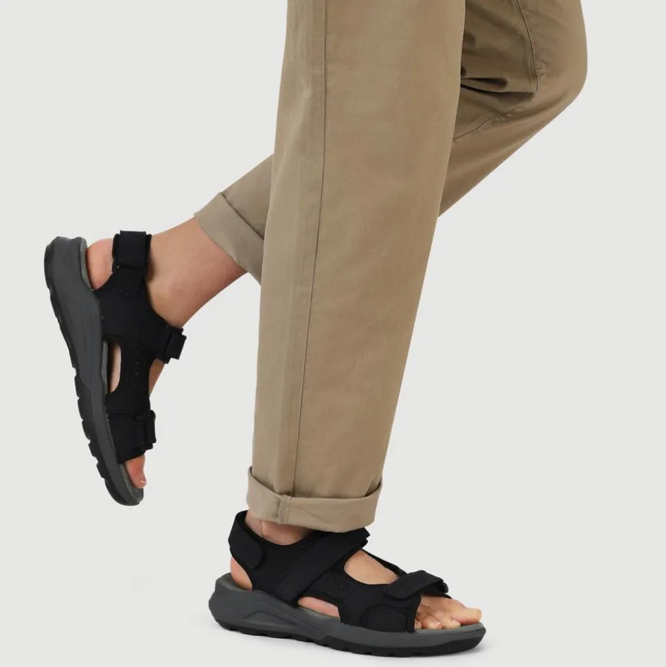 Leather Touch-Fastening Sandals - Navy