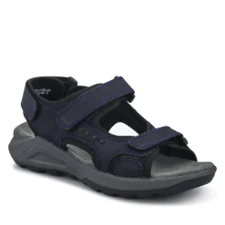 Leather Touch-Fastening Sandals - Navy