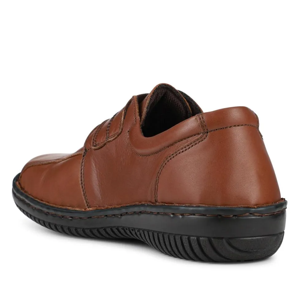 Leather Touch-Fastening Shoes - Brown