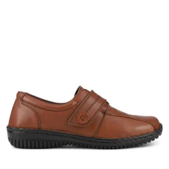 Leather Touch-Fastening Shoes - Brown