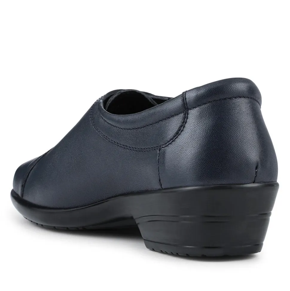 Leather Touch Fastening Shoes - Navy