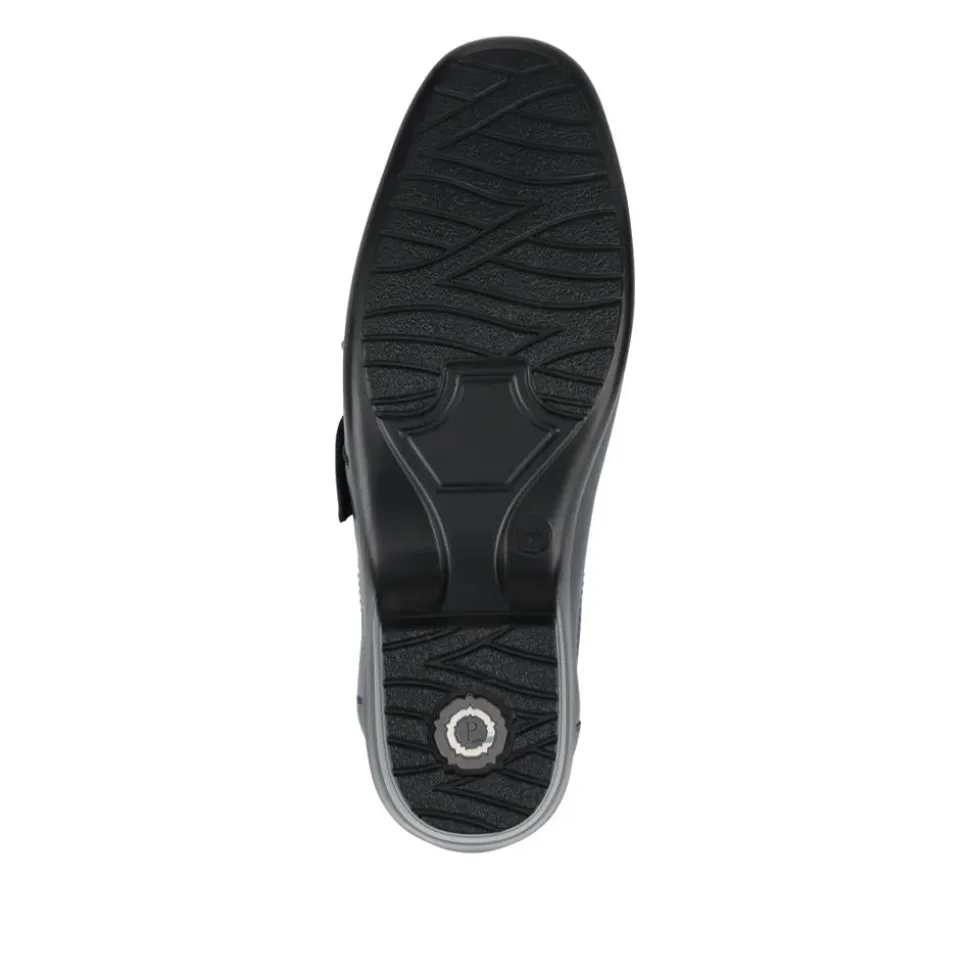 Leather Touch Fastening Shoes - Navy