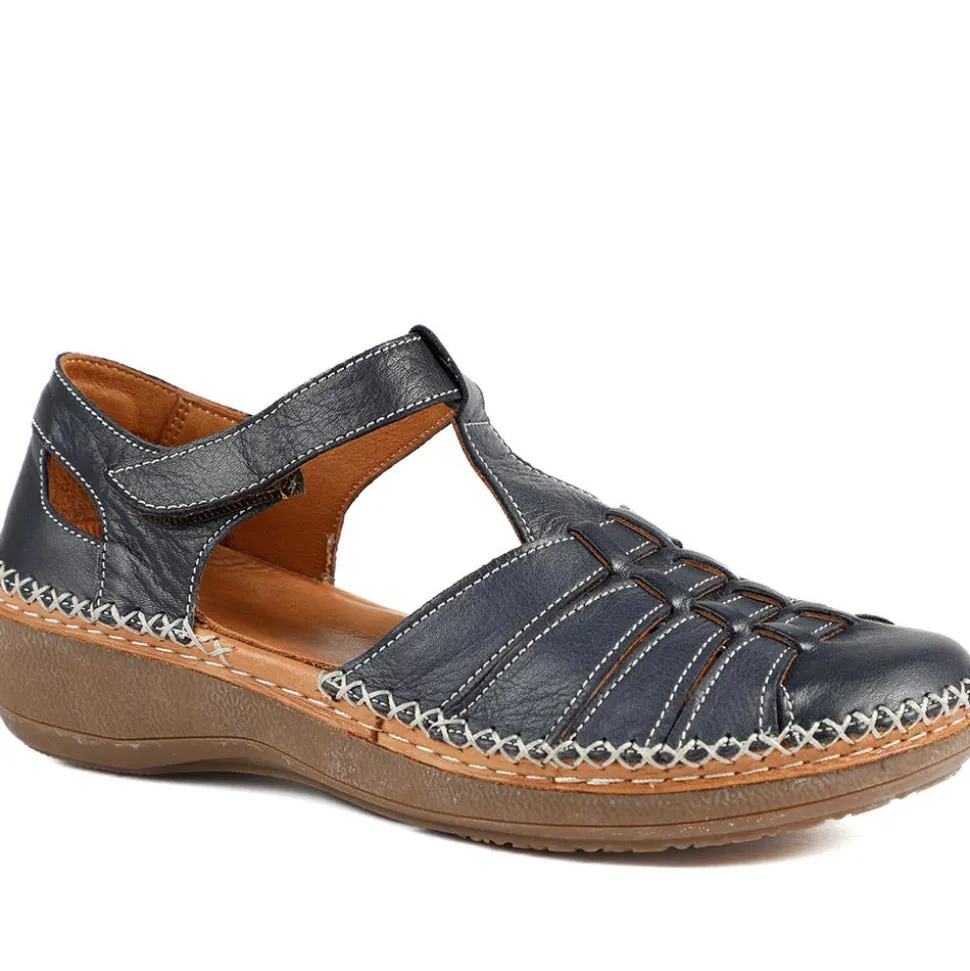 Leather Touch Fasten Mary Janes - Navy