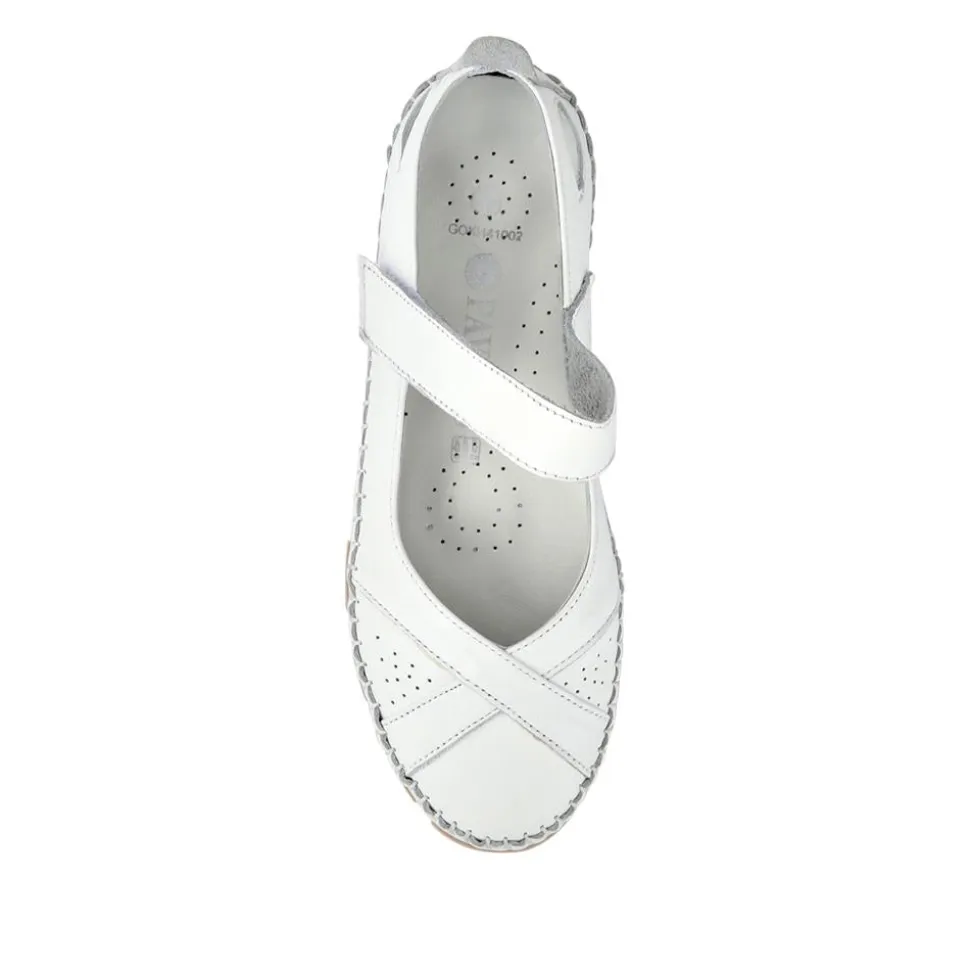 Leather Touch-Fasten Mary Janes - White