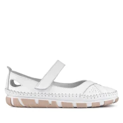Leather Touch-Fasten Mary Janes - White