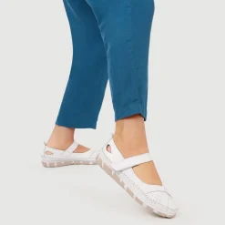 Leather Touch-Fasten Mary Janes - White