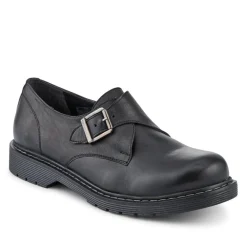 Leather Touch-Fasten Monk Shoes - Black