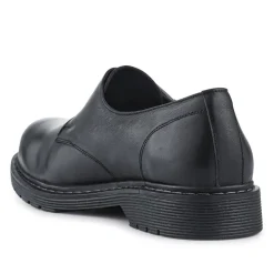 Leather Touch-Fasten Monk Shoes - Black