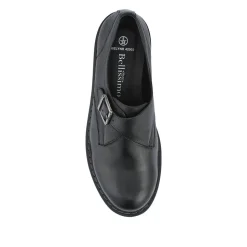 Leather Touch-Fasten Monk Shoes - Black
