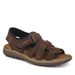 Leather Touch-Fasten Sandals - Brown