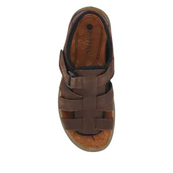 Leather Touch-Fasten Sandals - Brown