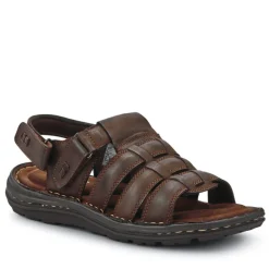Leather Touch-Fasten Sandals - Brown