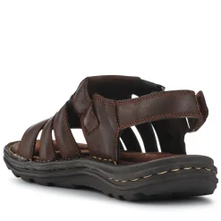 Leather Touch-Fasten Sandals - Brown