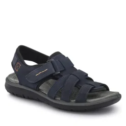 Leather Touch-Fasten Sandals - Navy