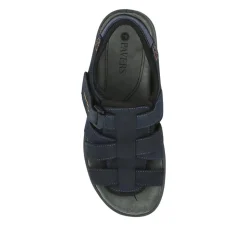 Leather Touch-Fasten Sandals - Navy