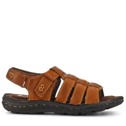 Leather Touch-Fasten Sandals - Tan
