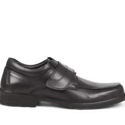 Leather Touch-Fasten Shoes - Black