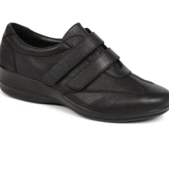 Leather Touch-Fasten Shoes - Black