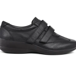 Leather Touch-Fasten Shoes - Black