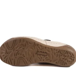 Leather Touch Fasten Wedge Sandals - Beige