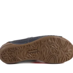 Leather Touch Fasten Wedge Sandals - Navy Multi