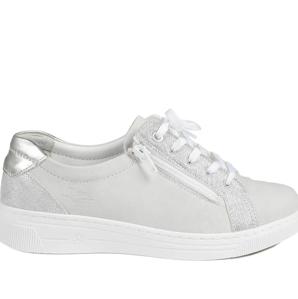 Leather Trainers with Functional Zip - Taupe