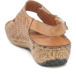 Leather Triple Adjustable Strap Sandals - Tan