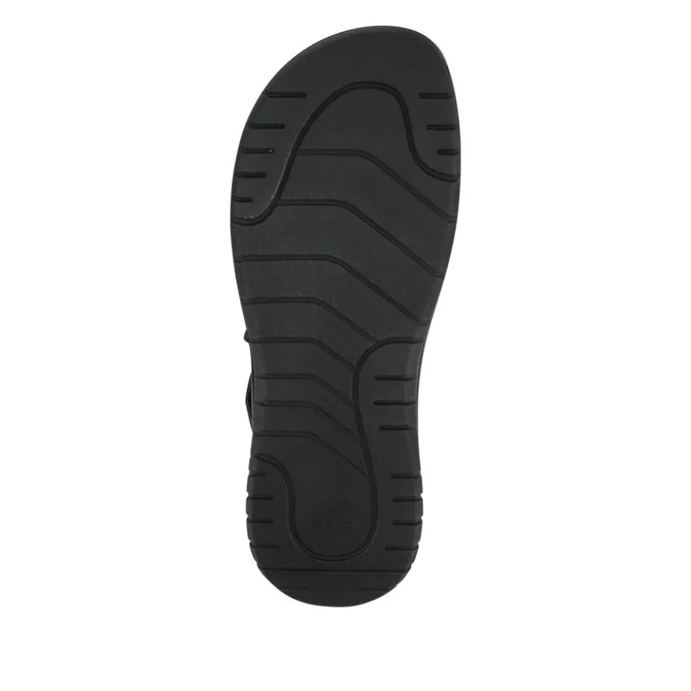 Leather Triple Touch-Fasten Sandals - Black
