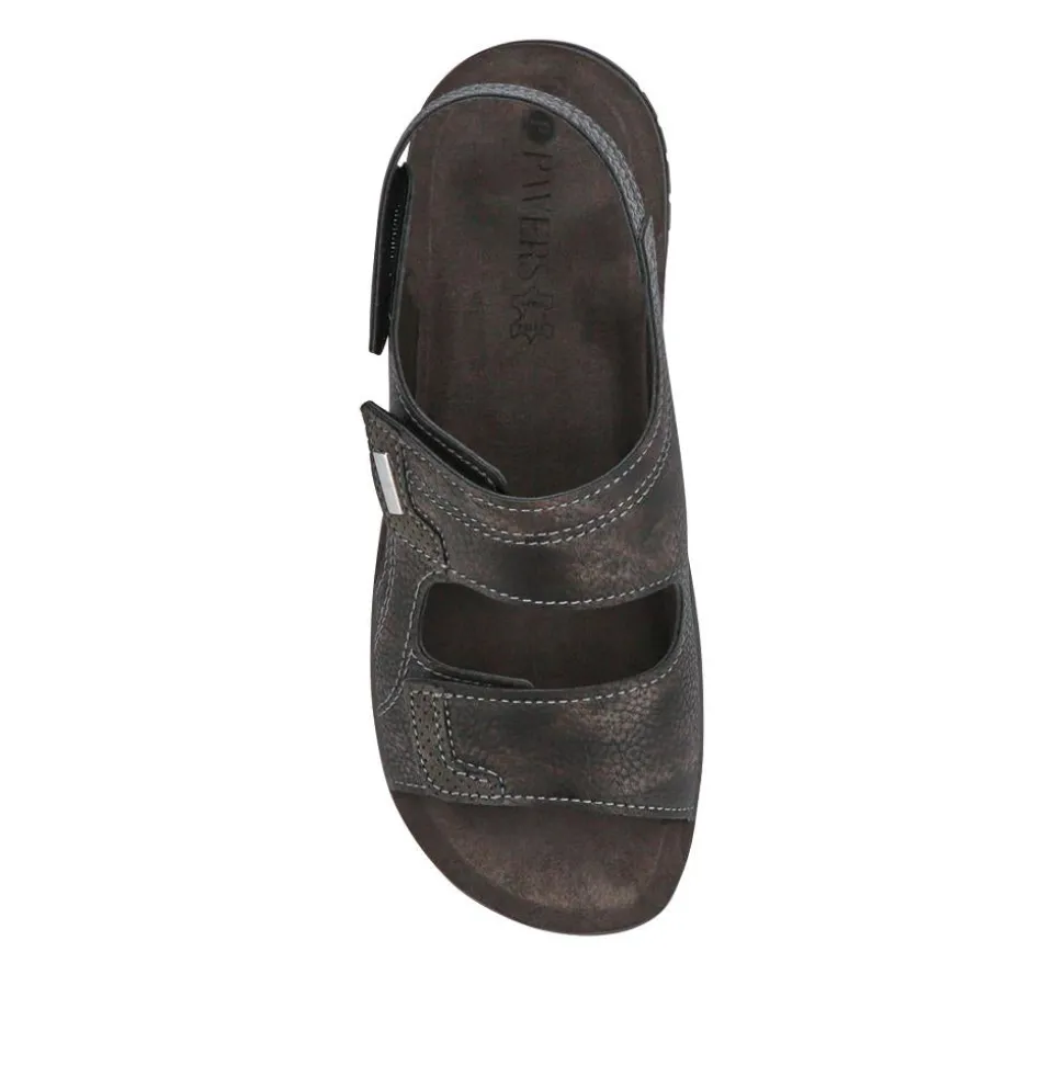 Leather Triple Touch-Fasten Sandals - Black