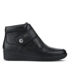 Leather Water Resistant Ankle Boots - Black