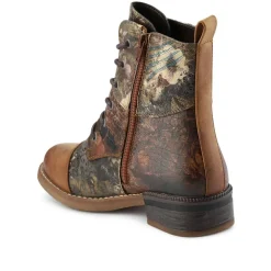 Leather Water-Resistant Lace-Up Boots - Floral