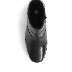 Leather Wedge Ankle Boots - Black