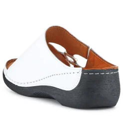 Leather Wedge-Heeled Mules - White
