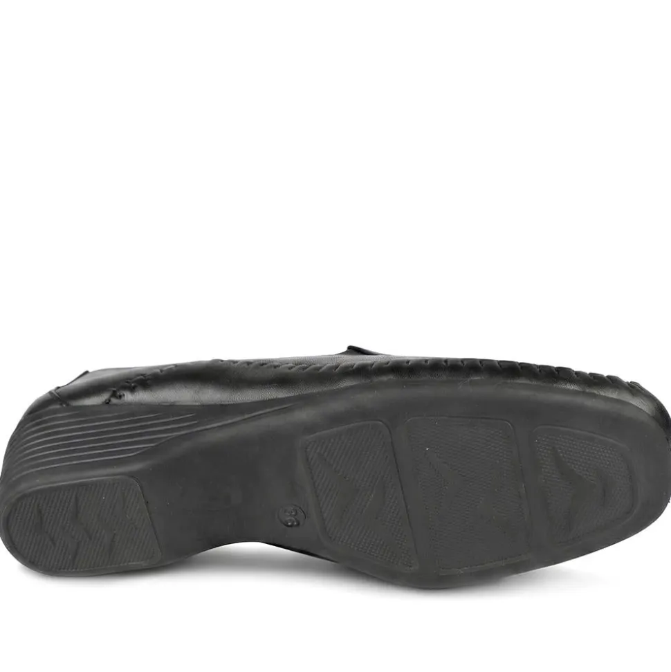 Leather Wedge Loafers - Black