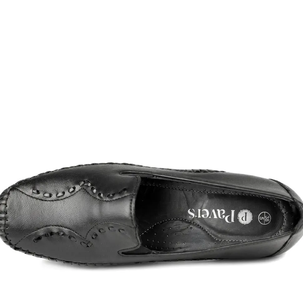 Leather Wedge Loafers - Black