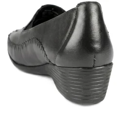 Leather Wedge Loafers - Black