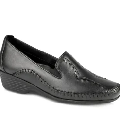 Leather Wedge Loafers - Black