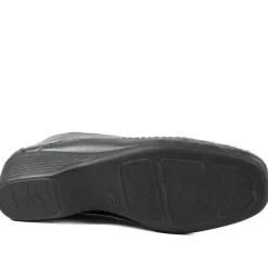 Leather Wedge Loafers - Navy