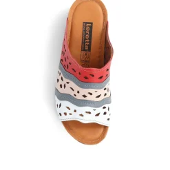 Leather Wedge Mules - Red Multi