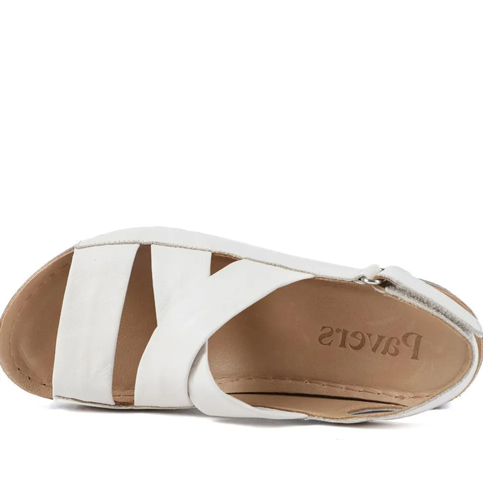 Leather Wedge Sandals - Beige