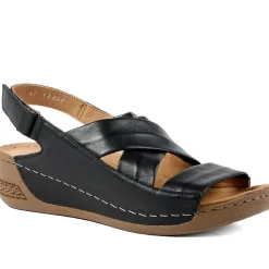 Leather Wedge Sandals - Black
