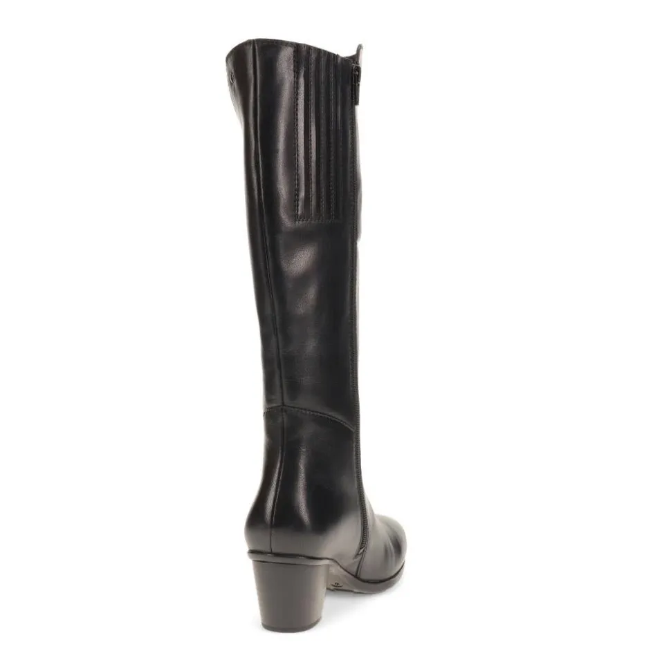 Leather Wide-Calf Long Boots - Black