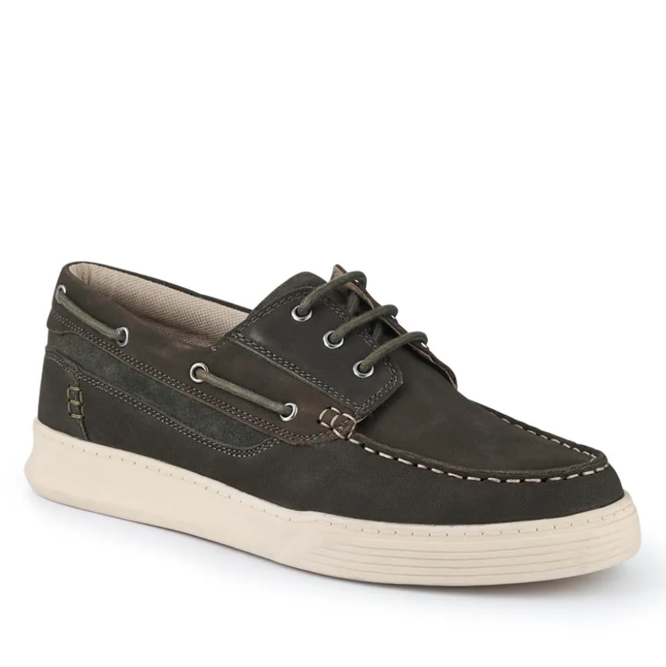 Leather Wide-Fit Boat Shoes - Green