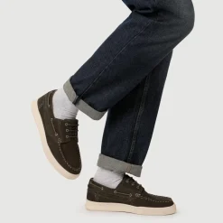 Leather Wide-Fit Boat Shoes - Green