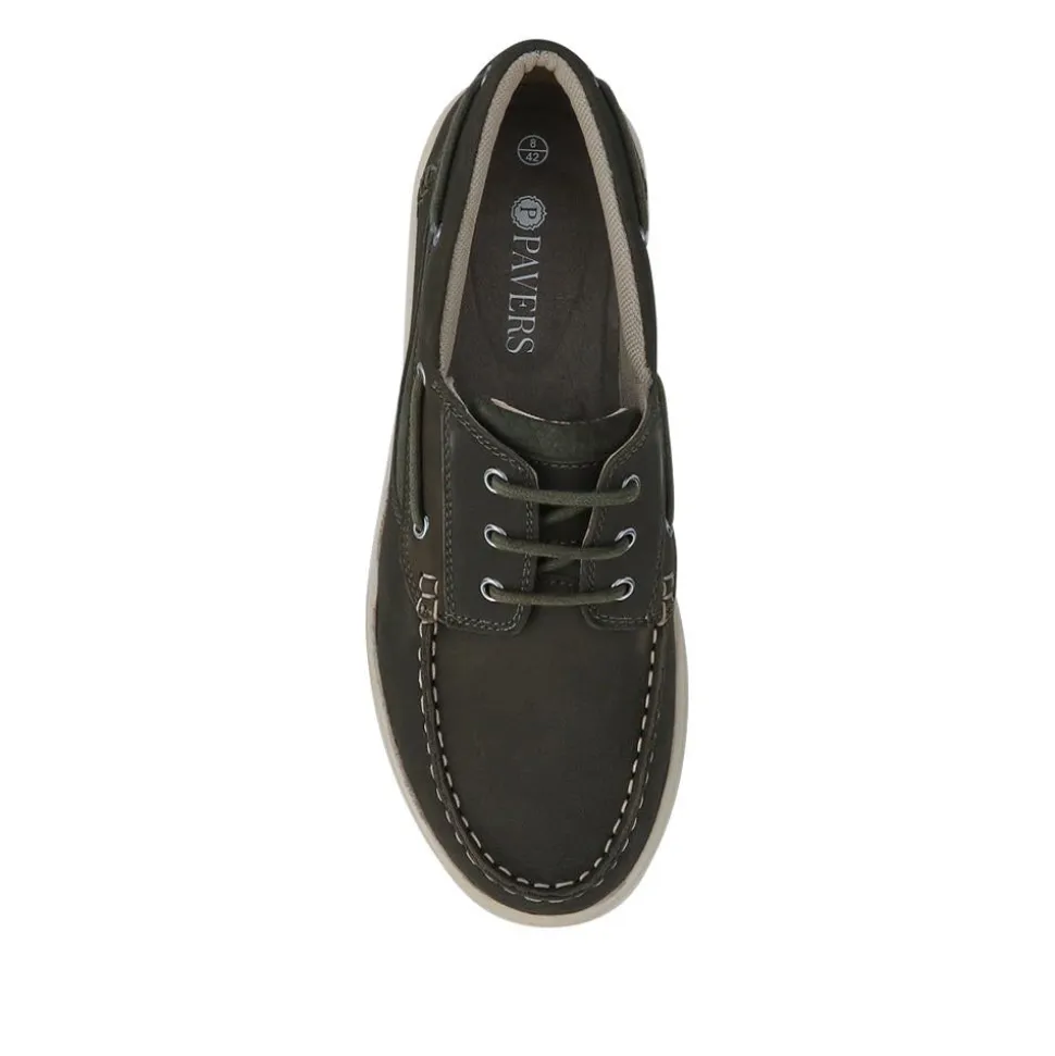 Leather Wide-Fit Boat Shoes - Green