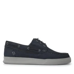 Leather Wide-Fit Boat Shoes - Navy