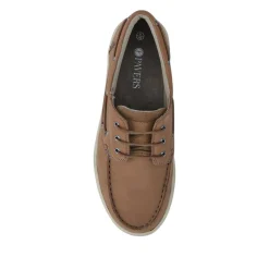 Leather Wide-Fit Boat Shoes - Stone