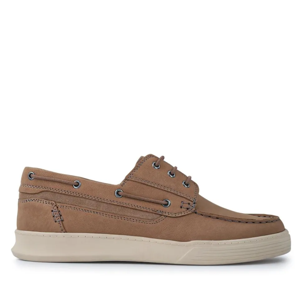 Leather Wide-Fit Boat Shoes - Stone